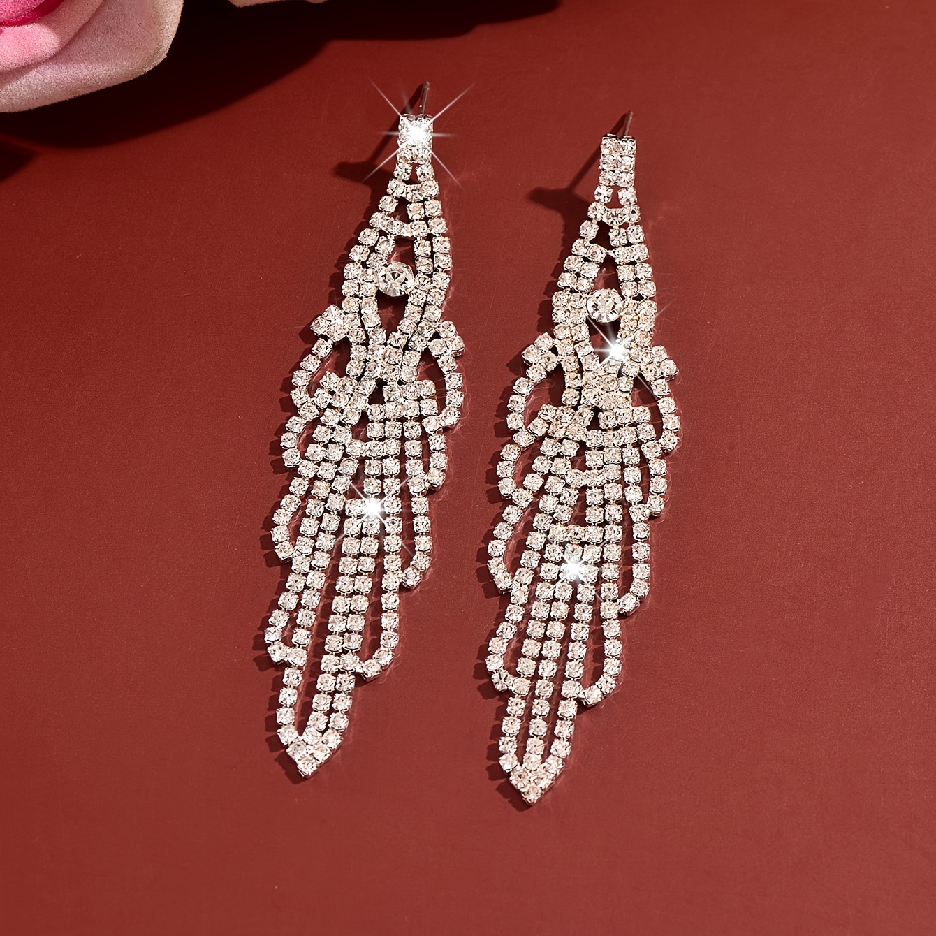 Women's Elegant Rhinestone Tassel Dangle Earrings